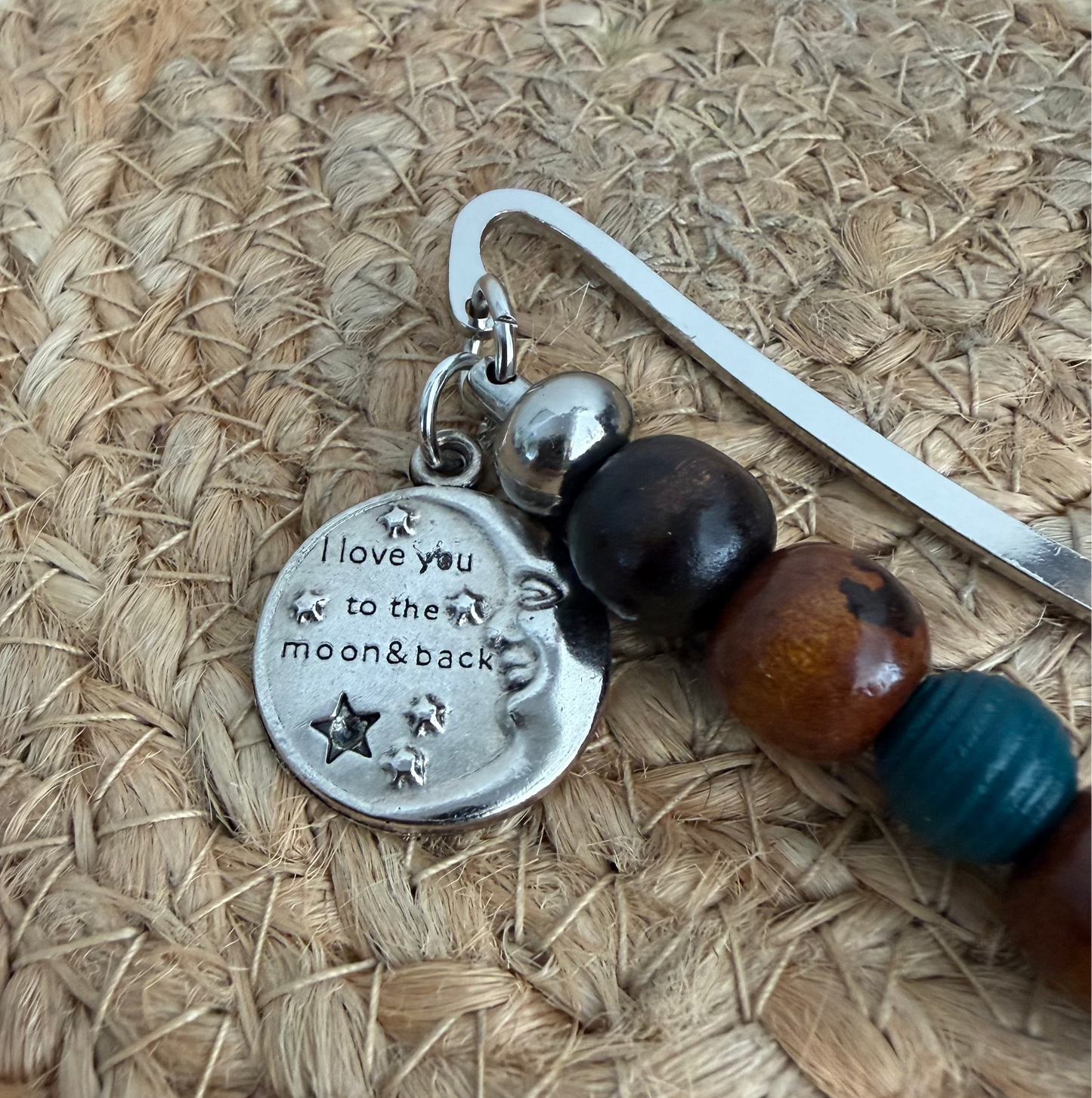 Love You To The Moon And Back Wooden Beaded Bookmark