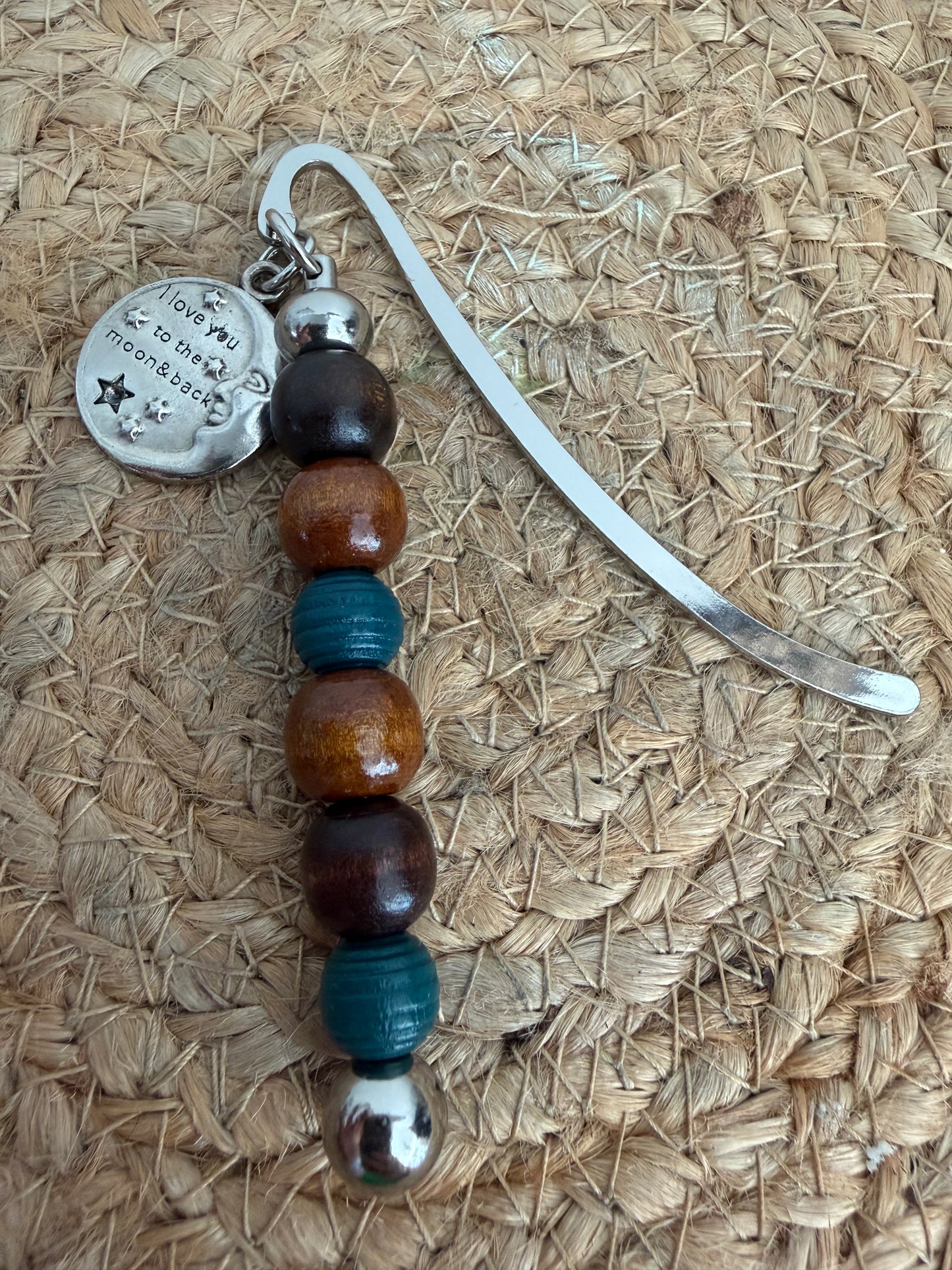 Love You To The Moon And Back Wooden Beaded Bookmark