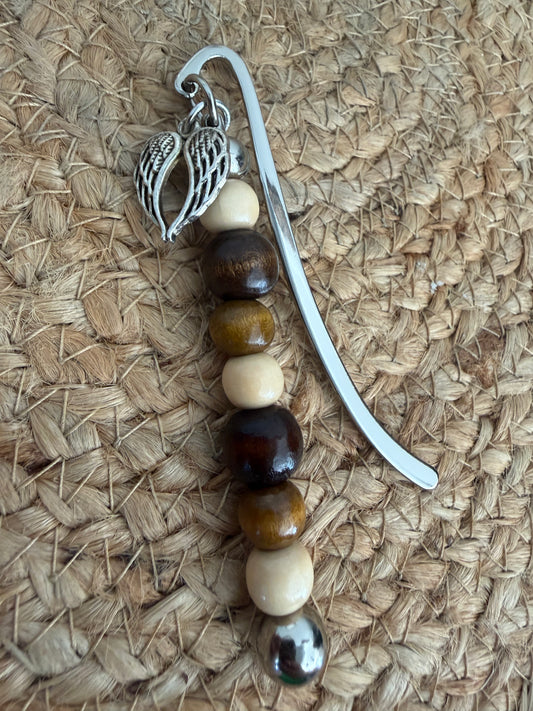 Angel Wings Wooden Beaded Bookmark