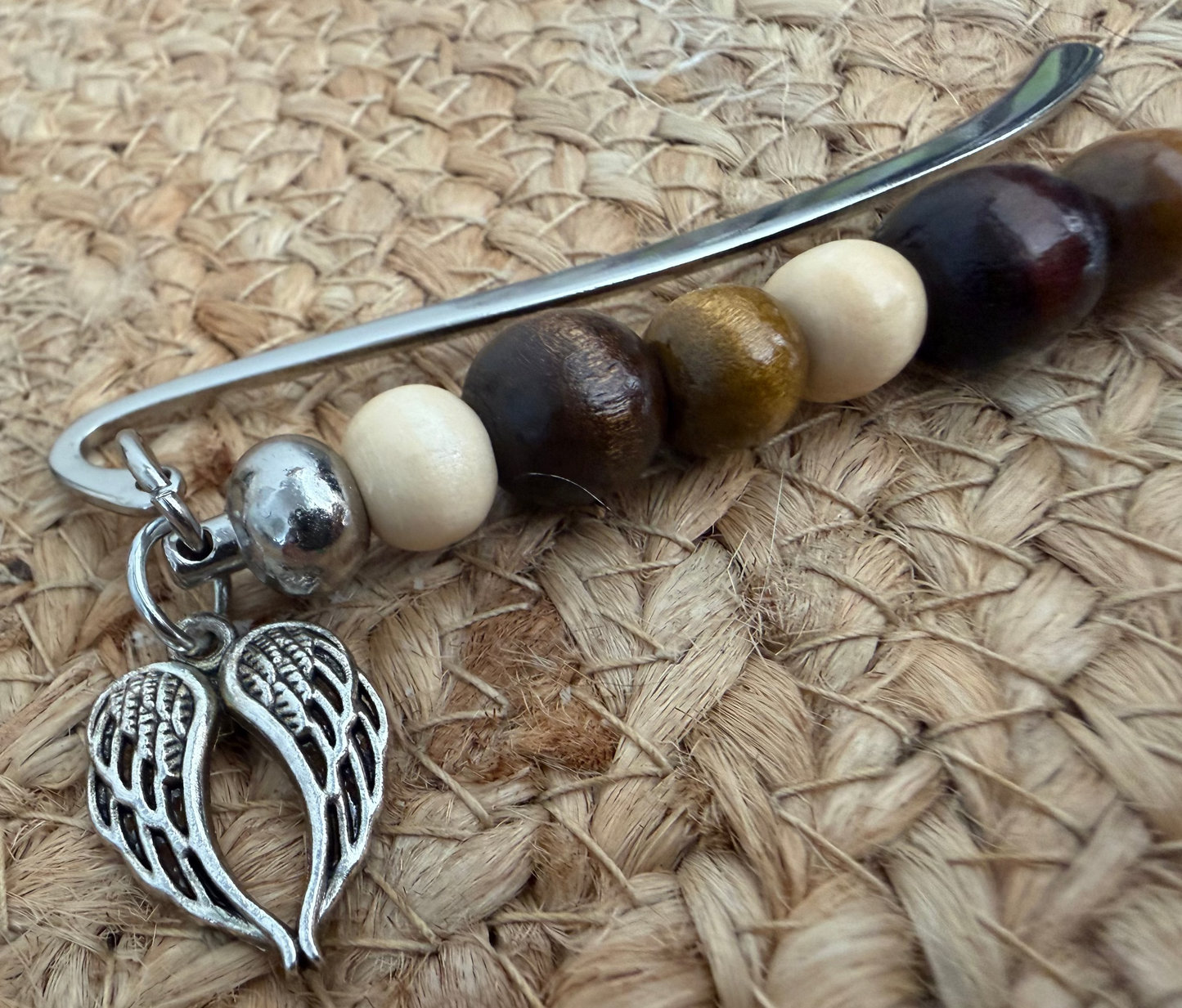 Angel Wings Wooden Beaded Bookmark
