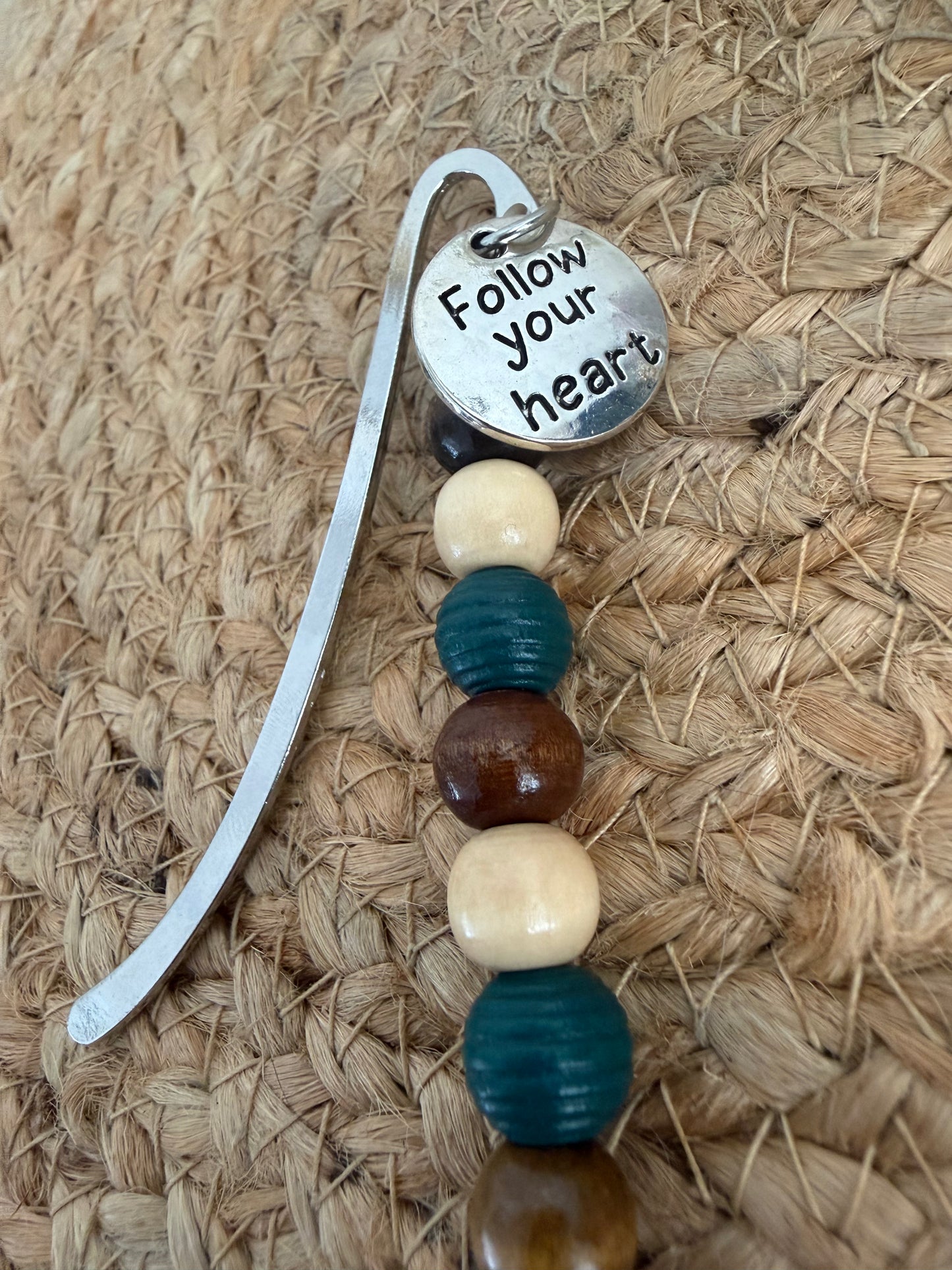 Follow Your Heart Wooden Beaded Bookmark