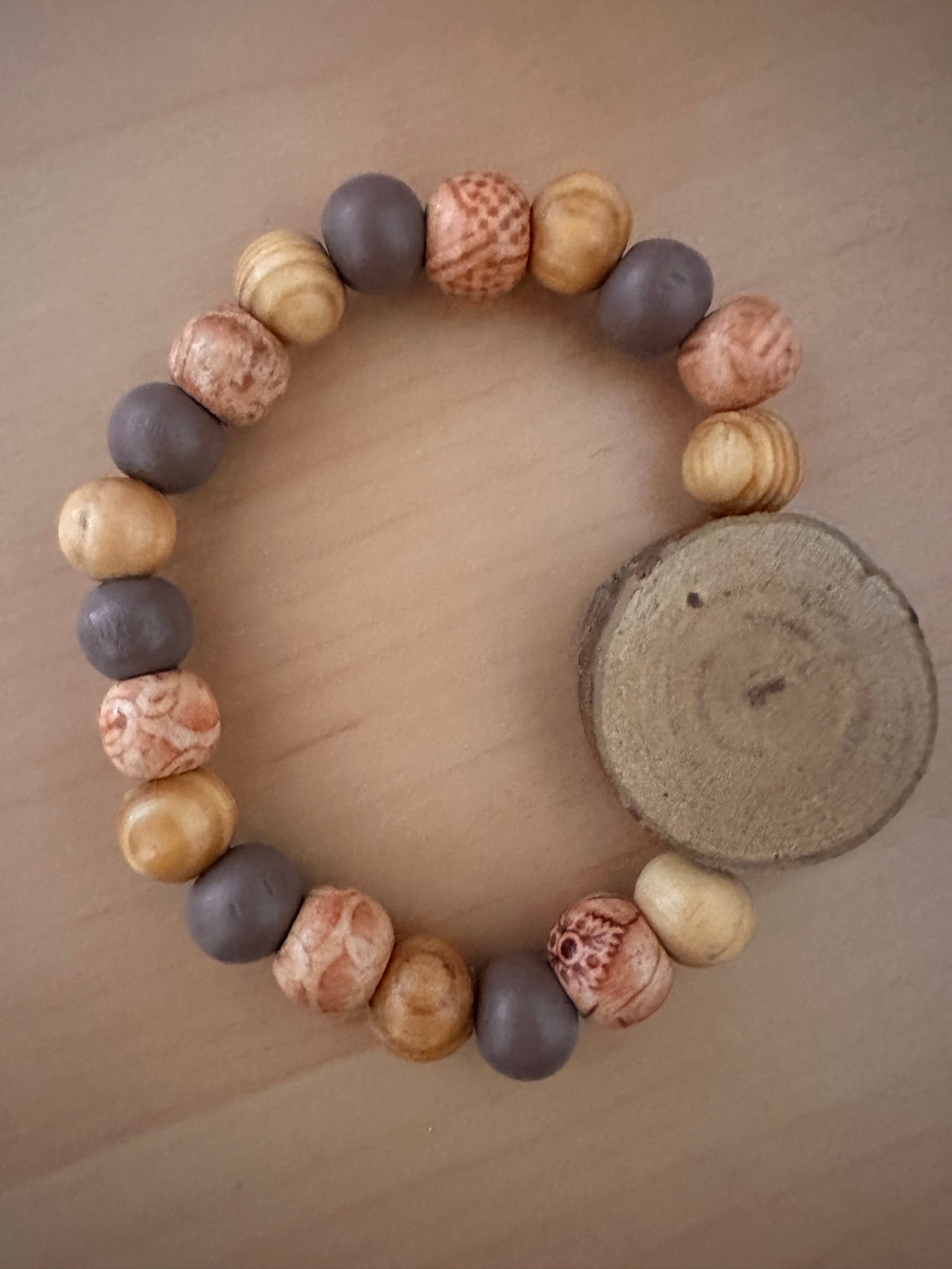 Hand Strung Wooden Stretch Bracelet