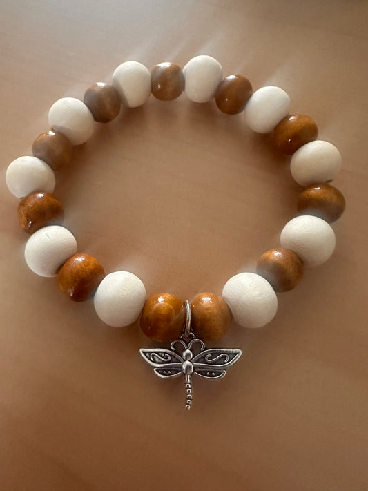 Hand Strung Beaded Dragonfly Stretch Bracelet