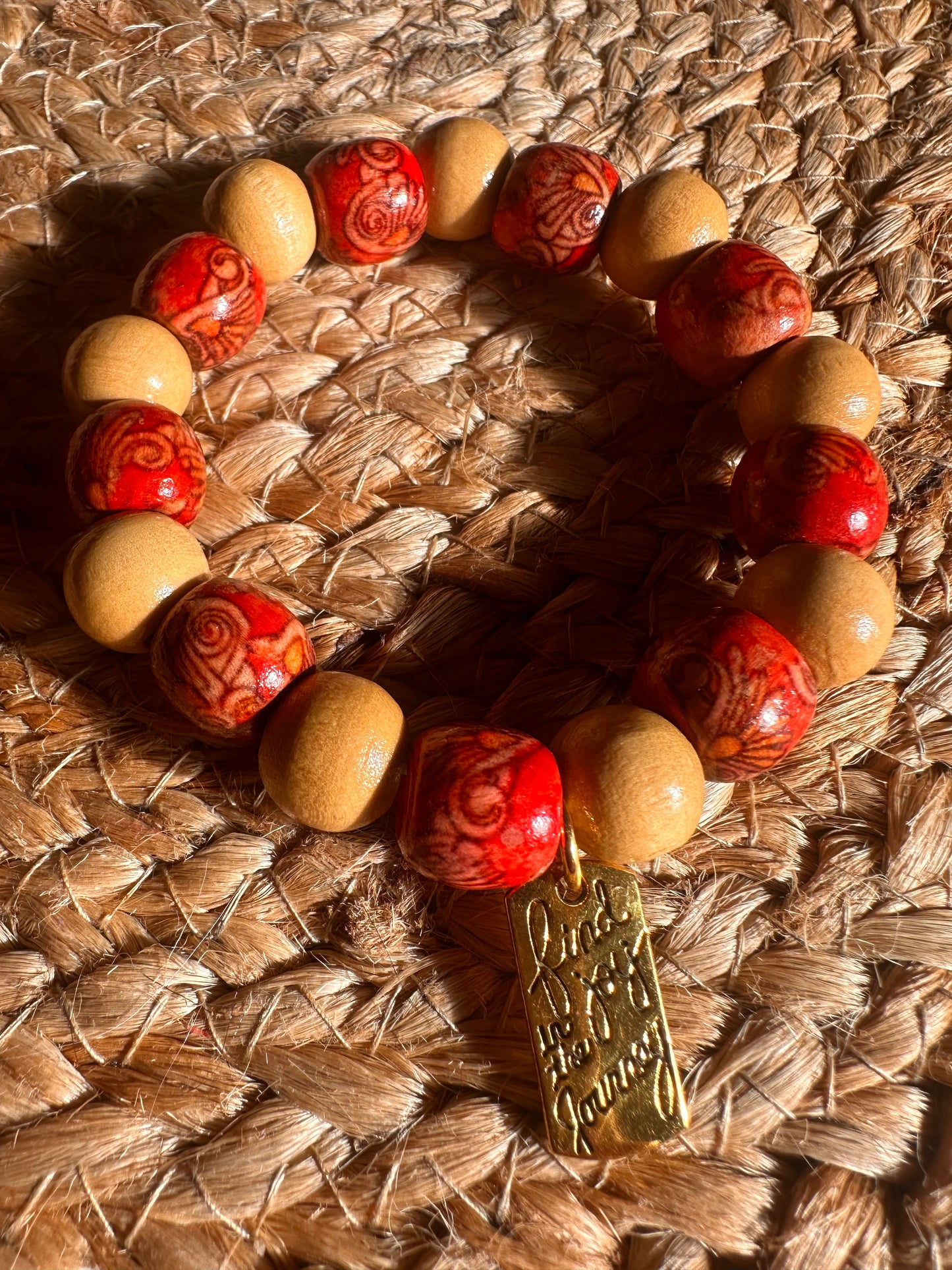 Inspirational Hand Strung "Find Joy In The Journey" Stretch Charm Bracelet