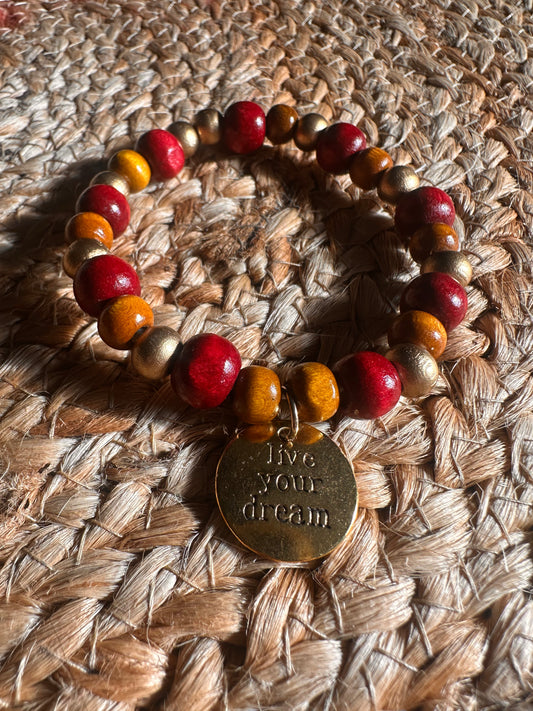 "Live Your Dream" Handstrung Beaded Stretch Bracelet
